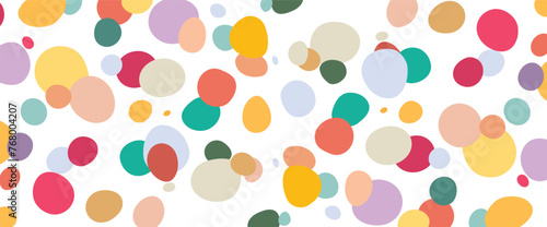 Random circle doodle shapes pattern background colorful vector, multicolor round organic blobs bubbles background for kids children abstract design image, fun cute paint happy stone pebbles modern