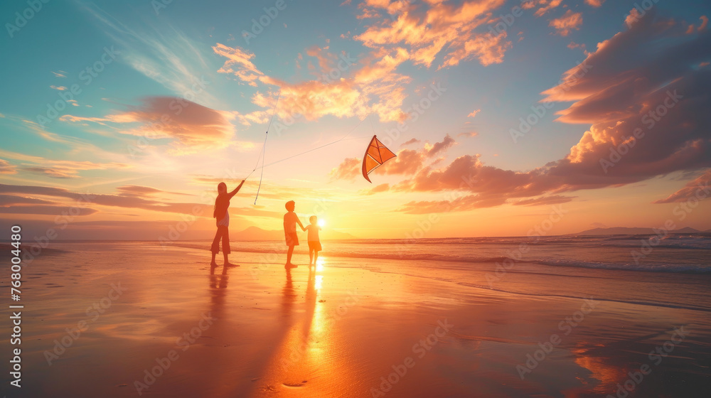 Sandy Shores and Smiles: Family Kite Enjoyment