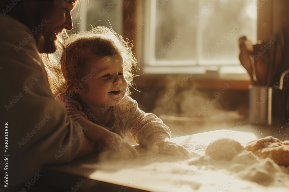 Fototapeta premium Baking Love: Family Moments in the Kitchen