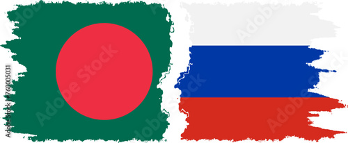 Russia and Bangladesh grunge flags connection vector