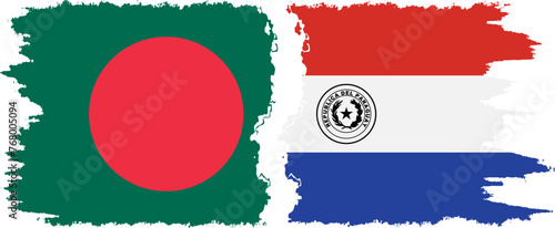 Paraguay and Bangladesh grunge flags connection vector