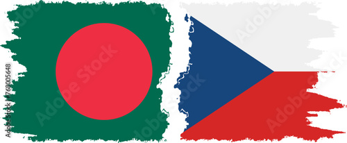 Czech and Bangladesh grunge flags connection vector
