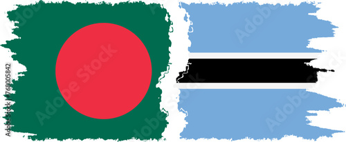 Botswana and Bangladesh grunge flags connection vector