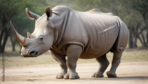 A Rhinoceros With A Playful Stance