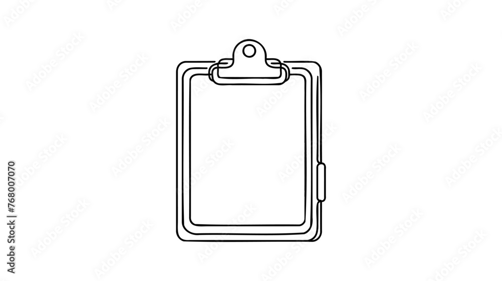 One line drawing of isolated vector object - clipboard. One line drawing of isolated vector object - clipboard.