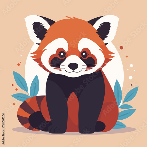 Adorable red panda vector illustration
