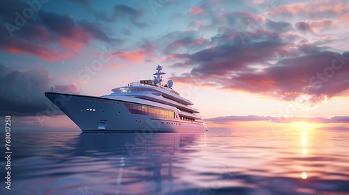 Dawn of a Sea Adventure  Luxurious Cruise Ship Embarking on an Exclusive Ocean Voyage © Saran
