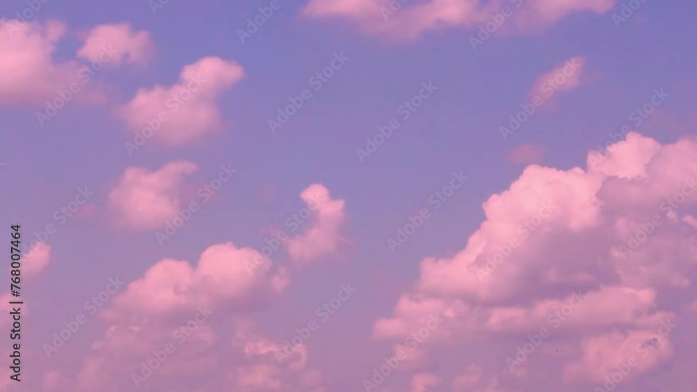 Timelapse Beautiful Lilac Blue Sky with Pink Puffy Clouds Background, Amazing Colorful Sky with Fluffy Colored Clouds and Sun at Sunset. Cloud Time Lapse Nature Background. Summer Sky Heaven Firmament Timelapse Beautiful Lilac Blue Sky with Pink Puffy Clouds Background, Amazing Colorful Sky with Fluffy Colored Clouds and Sun at Sunset. Cloud Time Lapse Nature Background. Summer Sky Heaven Firmament