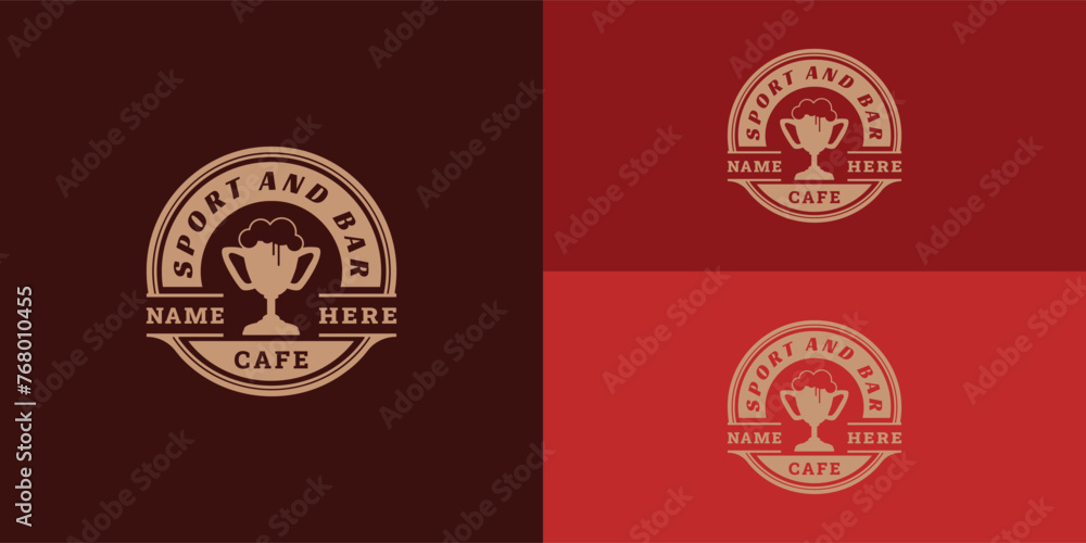 Web Trophy Cup Beer illustration with retro stamp logo in gold color isolated on multiple background colors. The logo is suitable for Vintage Retro Sports Bar Cafe Tavern icon logo design inspiration Web Trophy Cup Beer illustration with retro stamp logo in gold color isolated on multiple background colors. The logo is suitable for Vintage Retro Sports Bar Cafe Tavern icon logo design inspiration