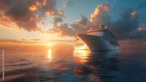 Dawn of a Sea Adventure Luxurious Cruise Ship Embarking on an Exclusive Ocean Voyage