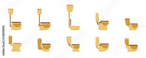 Lavatory bowl icon vector set. Toilet logo simple color. Simple stylish linear toilet. Furniture for the vector bathroom room. Symbol toilet bowl. Vector illustration.