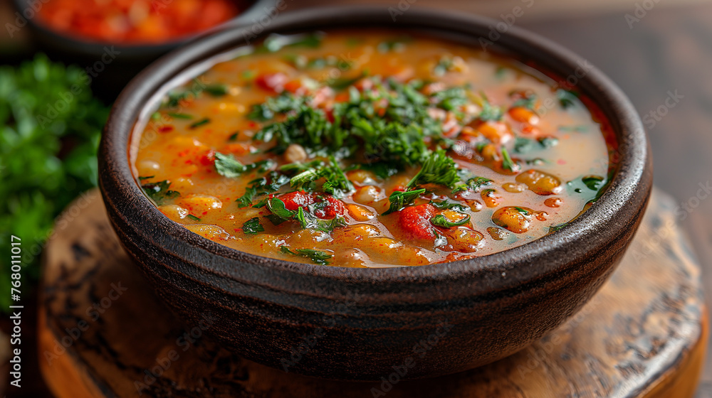 Canarian coriander soup with paprika. Canarian coriander soup with paprika.