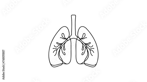 One continuous line drawing of anatomical human lungs organ. Dynamic medical internal anatomy concept. Single line draw graphic design vector illustration.