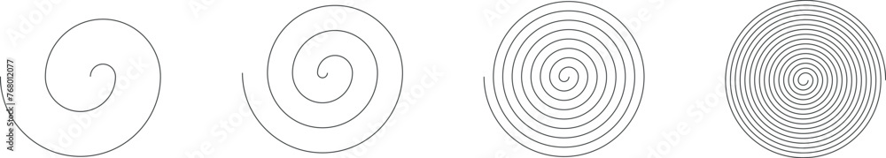 Fototapeta premium Equally spaced spiral line pack, editable stroke path vector illustration 