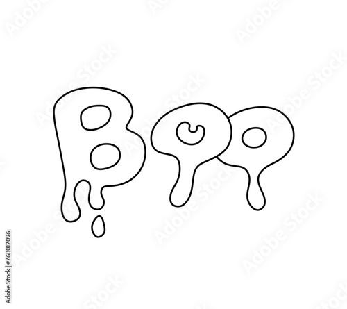 Vector isolated BOO word lettering letters text stencil  colorless black and white contour line easy drawing