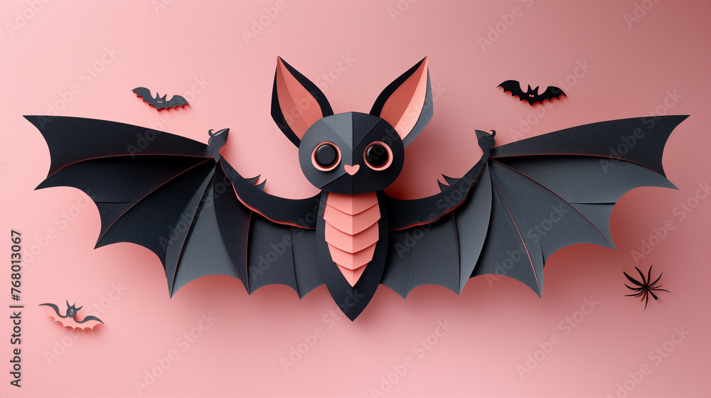 paper cut, cute halloween bat with flat design. paper cut, cute halloween bat with flat design.