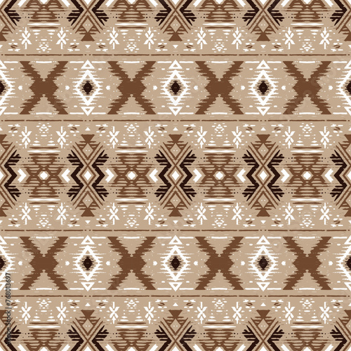 Navajo tribal vector seamless pattern. Native American ornament. Ethnic South Western decor style. Boho geometric ornament. Vector seamless pattern. Mexican blanket  rug. Woven carpet illustration