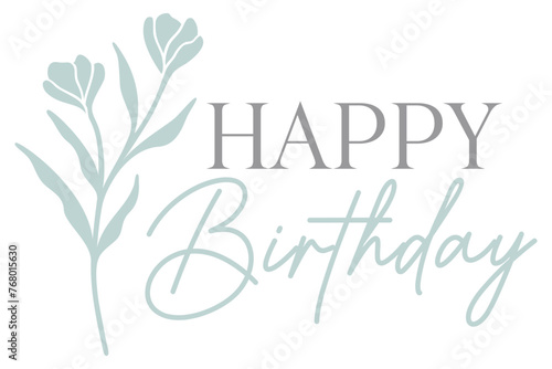 Happy Birthday Graphic | Floral Bouquet | Celebratory Vector Illustration