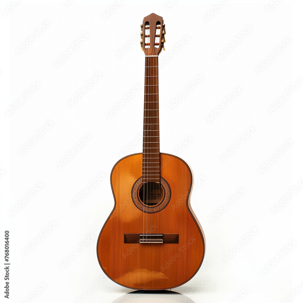 Acoustic guitar on a white background
