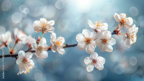 Close Up of Pink Flowers on Branch
