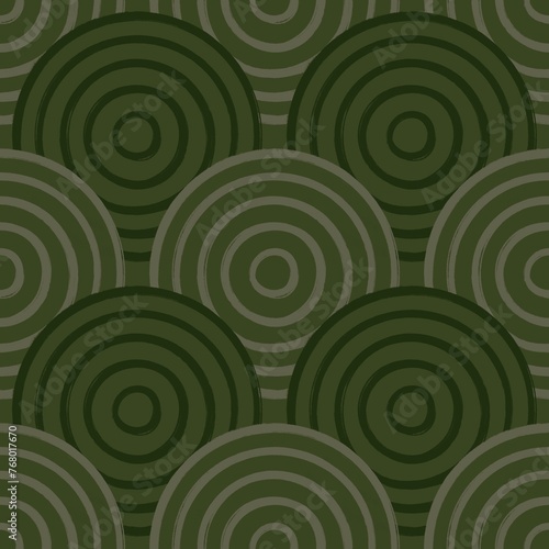 Seamless pattern with green decorative spirals