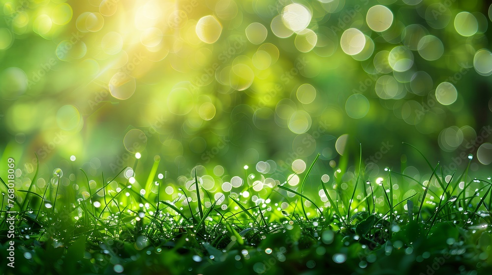 Green border of grass with water drop, sunlight and bokeh. Green border of grass with water drop, sunlight and bokeh.