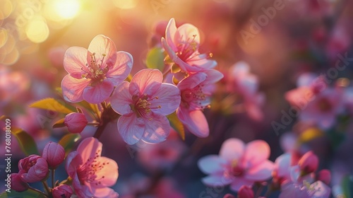 Close-Up of Pink Flowers on Tree
