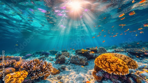 Underwater View of Vibrant Coral Reef