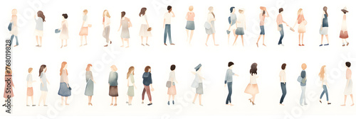 Human figures silhouette on a white background watercolor illustration