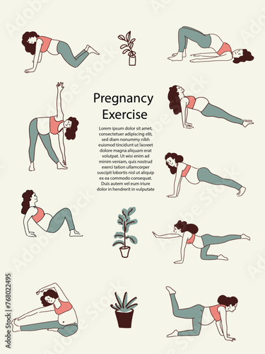 pregnant women Exercising, Pregnant Yoga in different post
