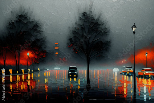 Gloomy Evening, Oil Painting, Oil Painting photo