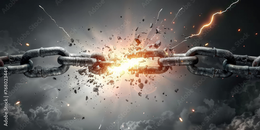 custom made wallpaper toronto digitalbroken chains breaking apart, symbolizing freedom