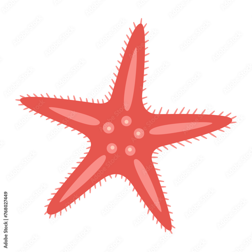 Red Starfish icon. Sea animal Starfish flat style. Echinoderm. Underwater Marine icon Isolated on white background. Summer vector illustration Red Starfish icon. Sea animal Starfish flat style. Echinoderm. Underwater Marine icon Isolated on white background. Summer vector illustration