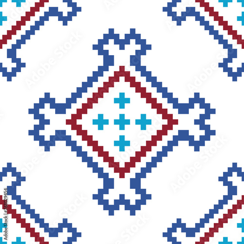 Abstract ethnic seamless pattern in tribal.Ikat textile texture in native American,Mexican,African, mediterranean style Aztec geometric fabric folk art background.Colorful boho design for print decor.