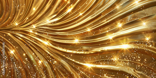 Gleaming, Flowing Golden Fabric with Sparkles - Luxurious Abstract Background