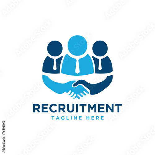 Recruitment Hire Creative Logo design vector template People Handshake