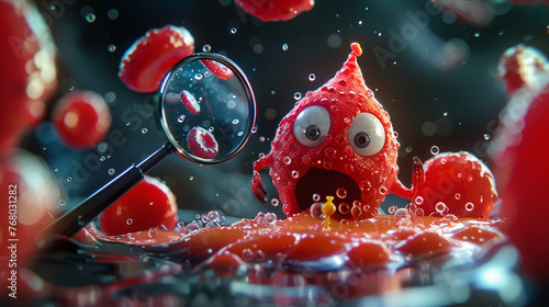 A red cell investigates clot formation, medical illustration to educate on the importance of preventing blood clots for circulatory health