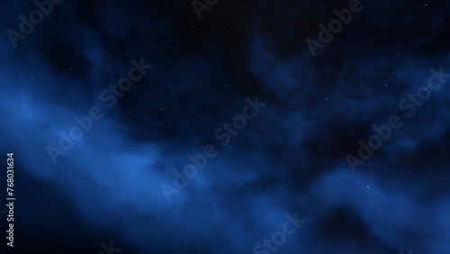 Cosmic background with a blue purple nebula and stars 