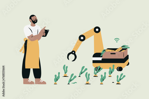 Smart Robotic Farmers Concept Vector Illustration (ID: 768031664)