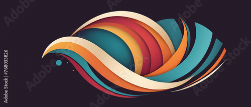 Abstract, retro, vintage wallpaper of curves with noise on a homogeneous background