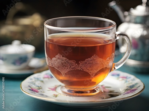 tea set on the table, selective focus
