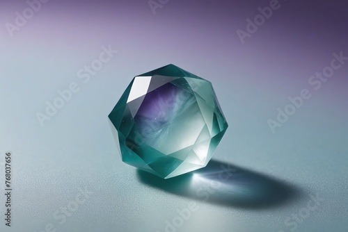 Multifaceted Fluorite Crystal in Purple and Green