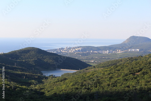 Crimean mountains and sea on a sunny summer day