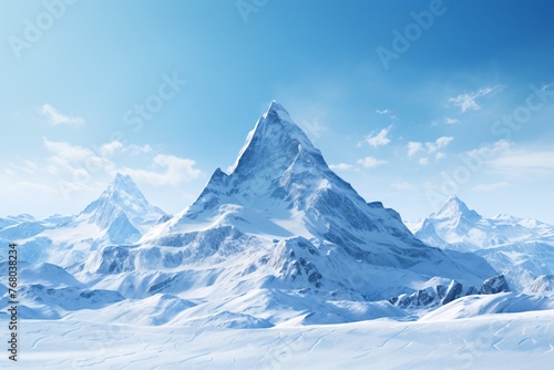 a snowy mountain range with blue sky © Serghei11