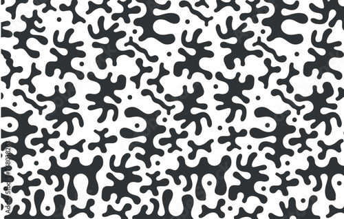 Abstract liquid doodle shape seamless pattern. Creative minimalist style art background  trendy design with basic shapes. Modern black and white wallpaper print EPS VECTOR