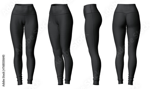 Fotografía grey legging isolated mockup front, side, back view