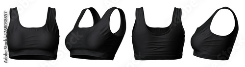 Obraz na plátně black sports bra mockup front, side, back view