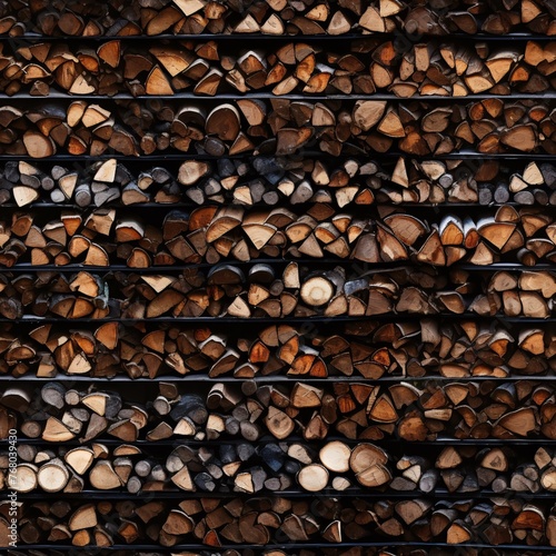 Rows of neatly stacked firewood in a woodshed 01 - Perfectly repeating background pattern for your designs