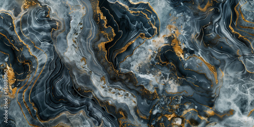 Abstract white, gray and gold mixed color  marble texture background, digital illustration of natural white stone, ai generated wallpaper