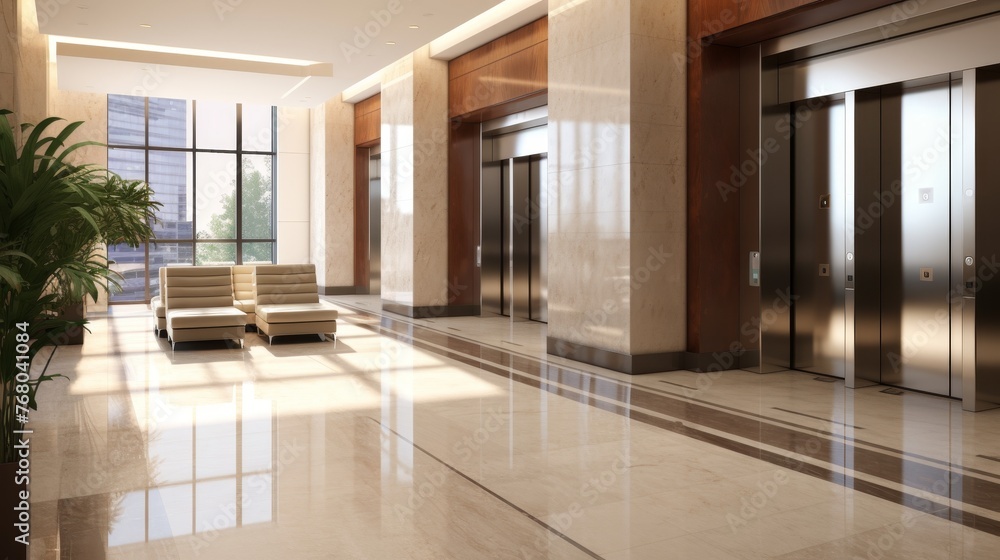Obraz premium Hotel lobby interior with Elevators.